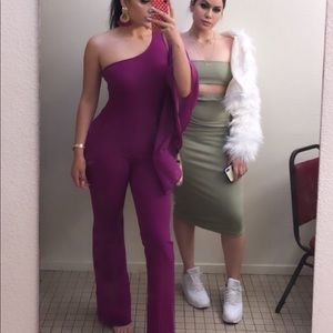 Magenta Pink One Sleeve Jumpsuit